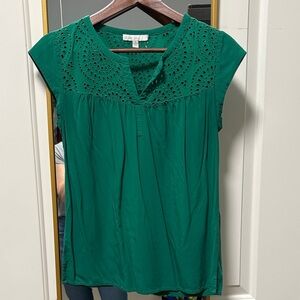 Pale Sky Green Eyelet Detail Top